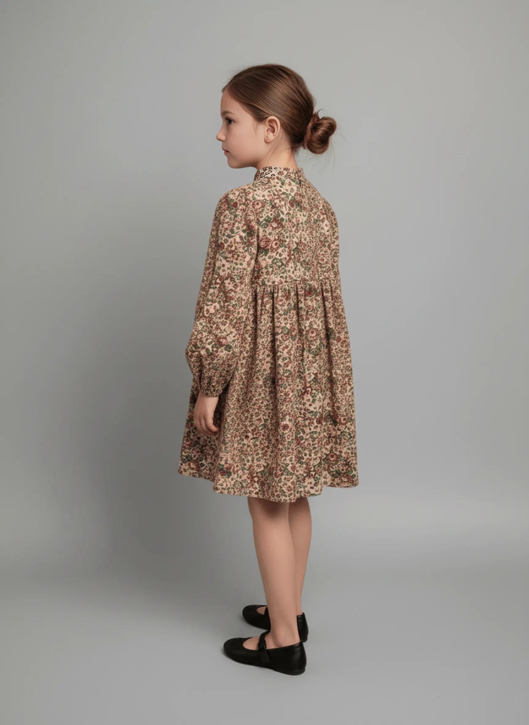 Vintage Rose Puff-Sleeve Dress