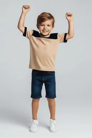 Black & Beige Colorblock Tee