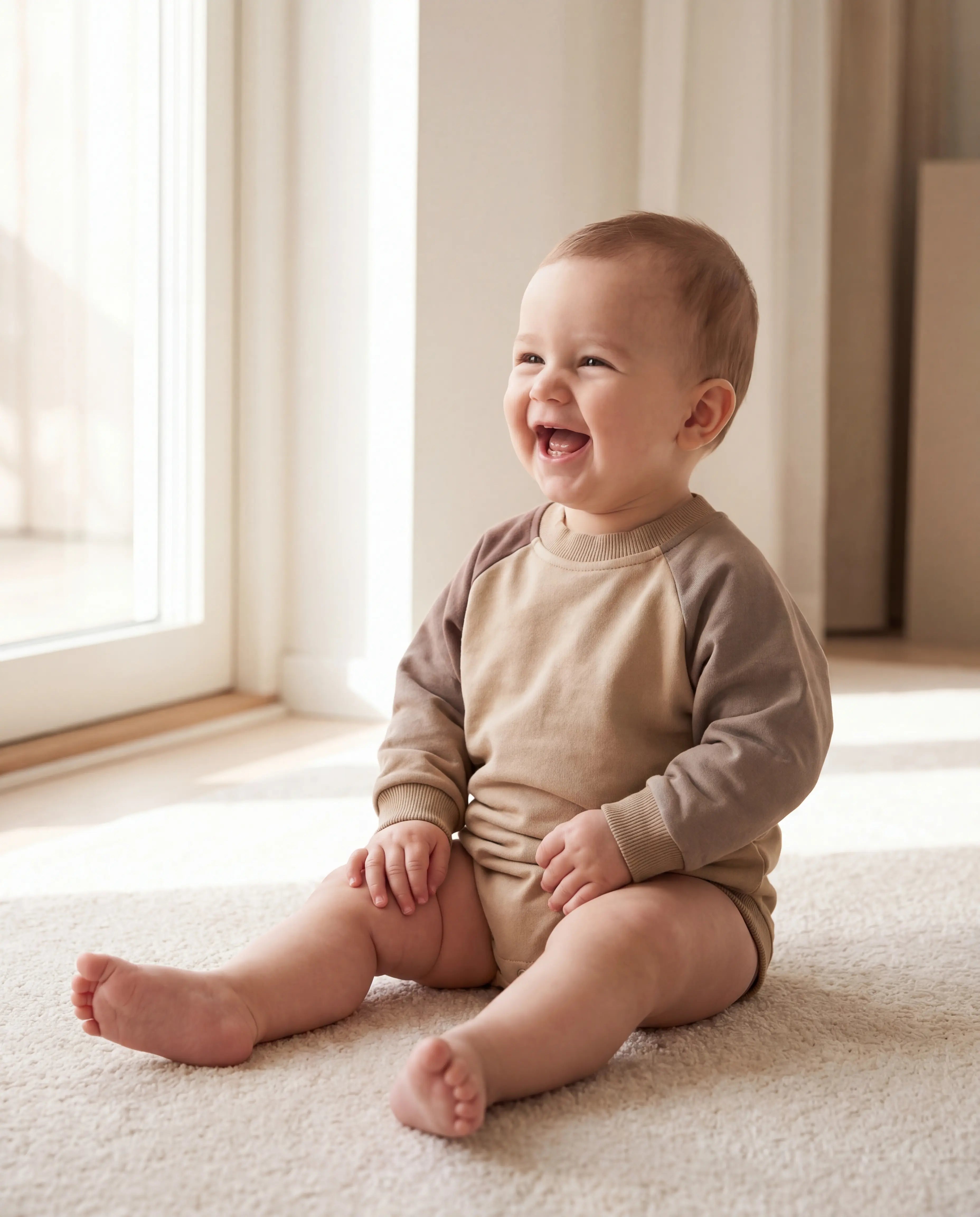 Brown & Beige Colorblock Baby Bodysuit