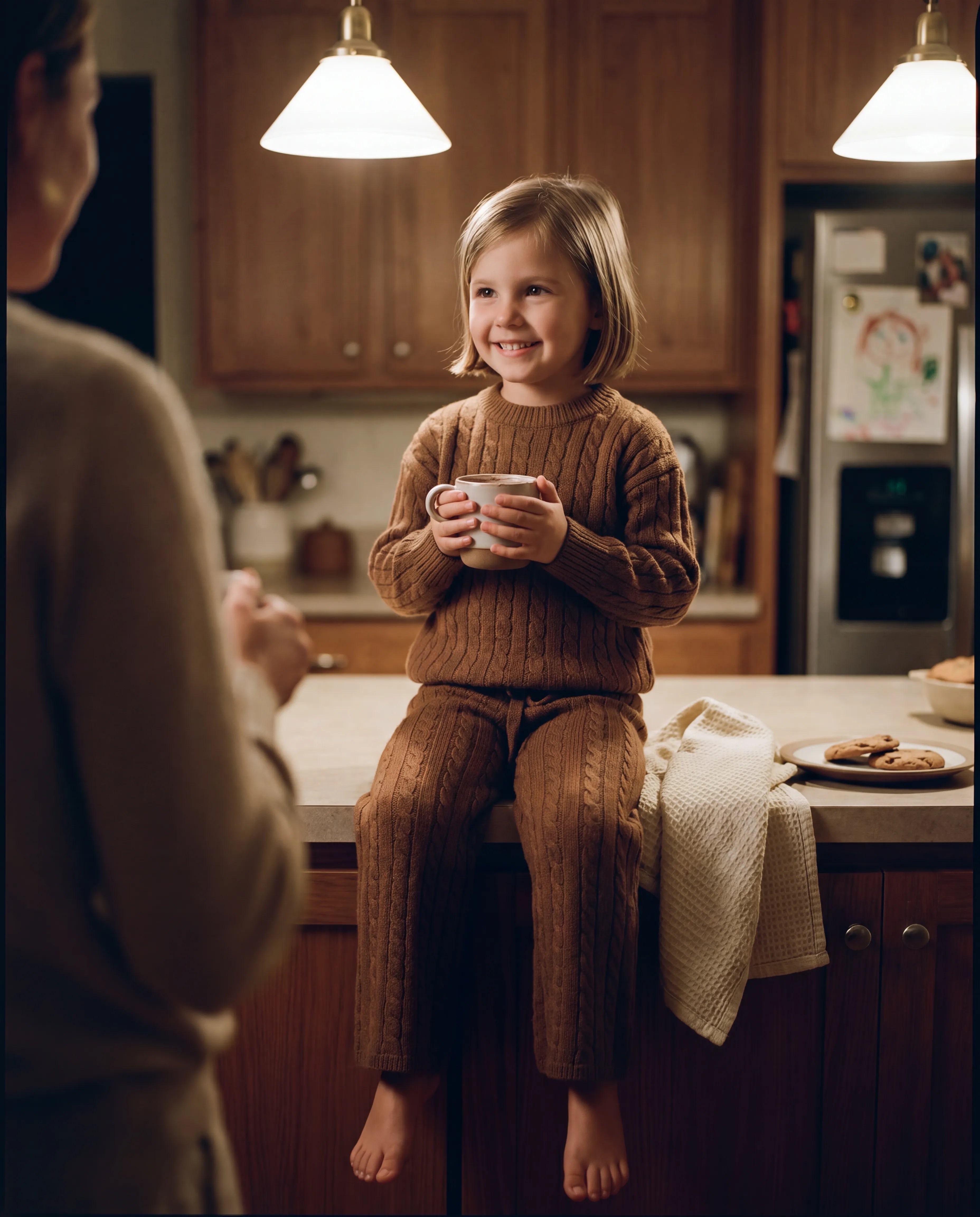 Cozy Chestnut Cable Knit Sweater Set