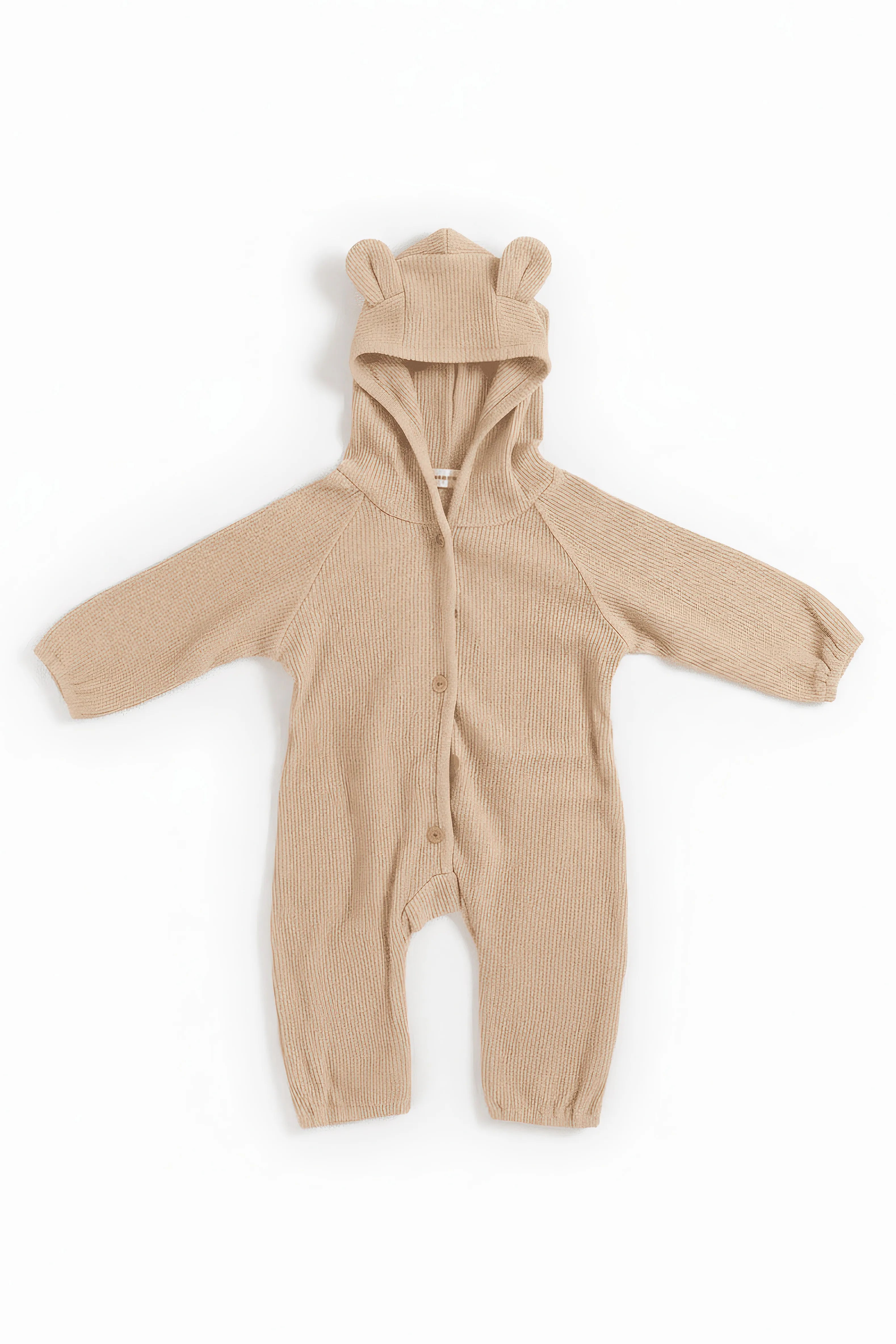 Cuddle Bear Hooded Romper – Beige