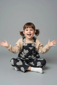 Denim Heart Print Overalls