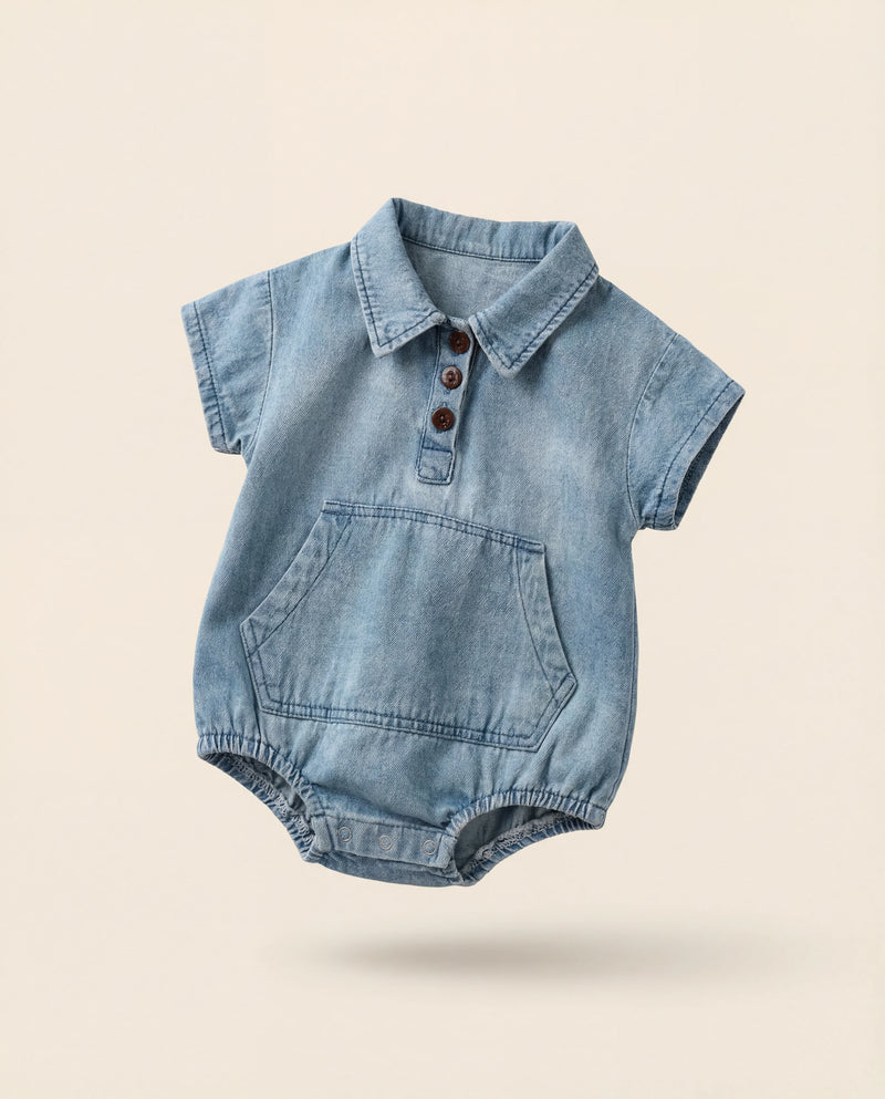 Little Explorer Denim Pocket Romper
