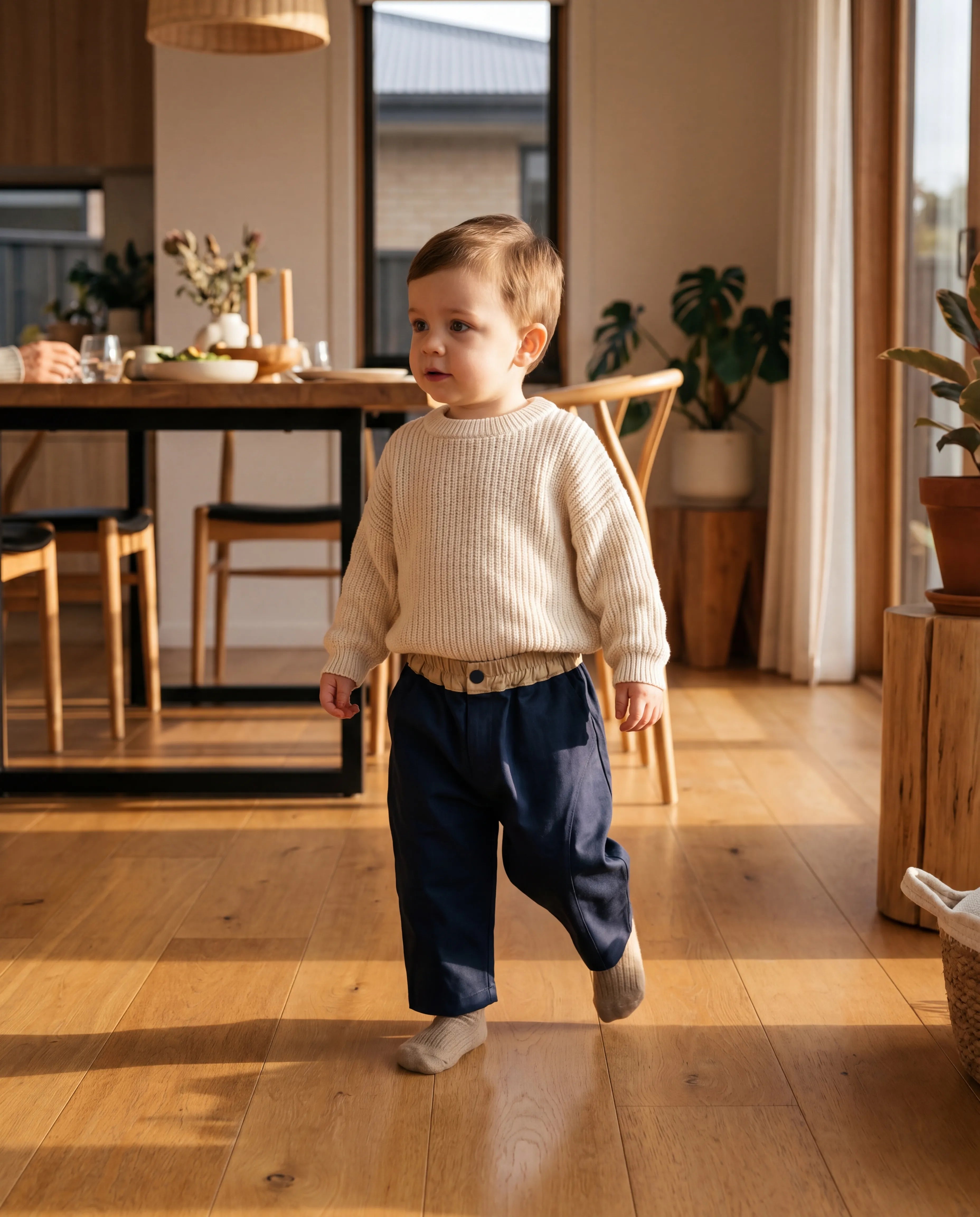 Navy Blue Casual Kids Pants