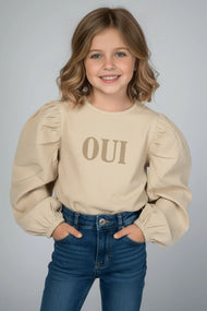 “Oui” Puff-Sleeve Blouse