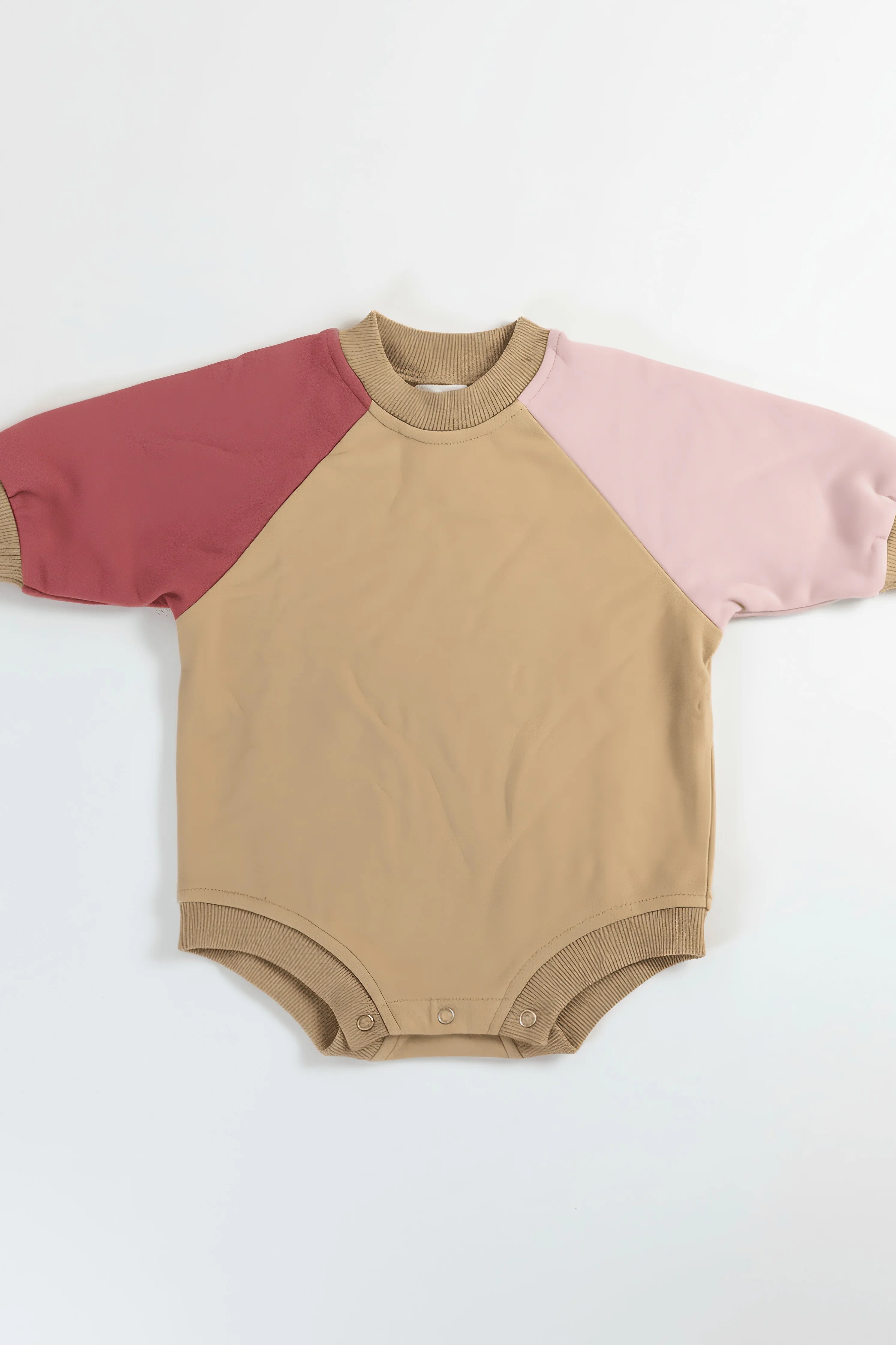 Pink & Beige Colorblock Baby Bodysuit