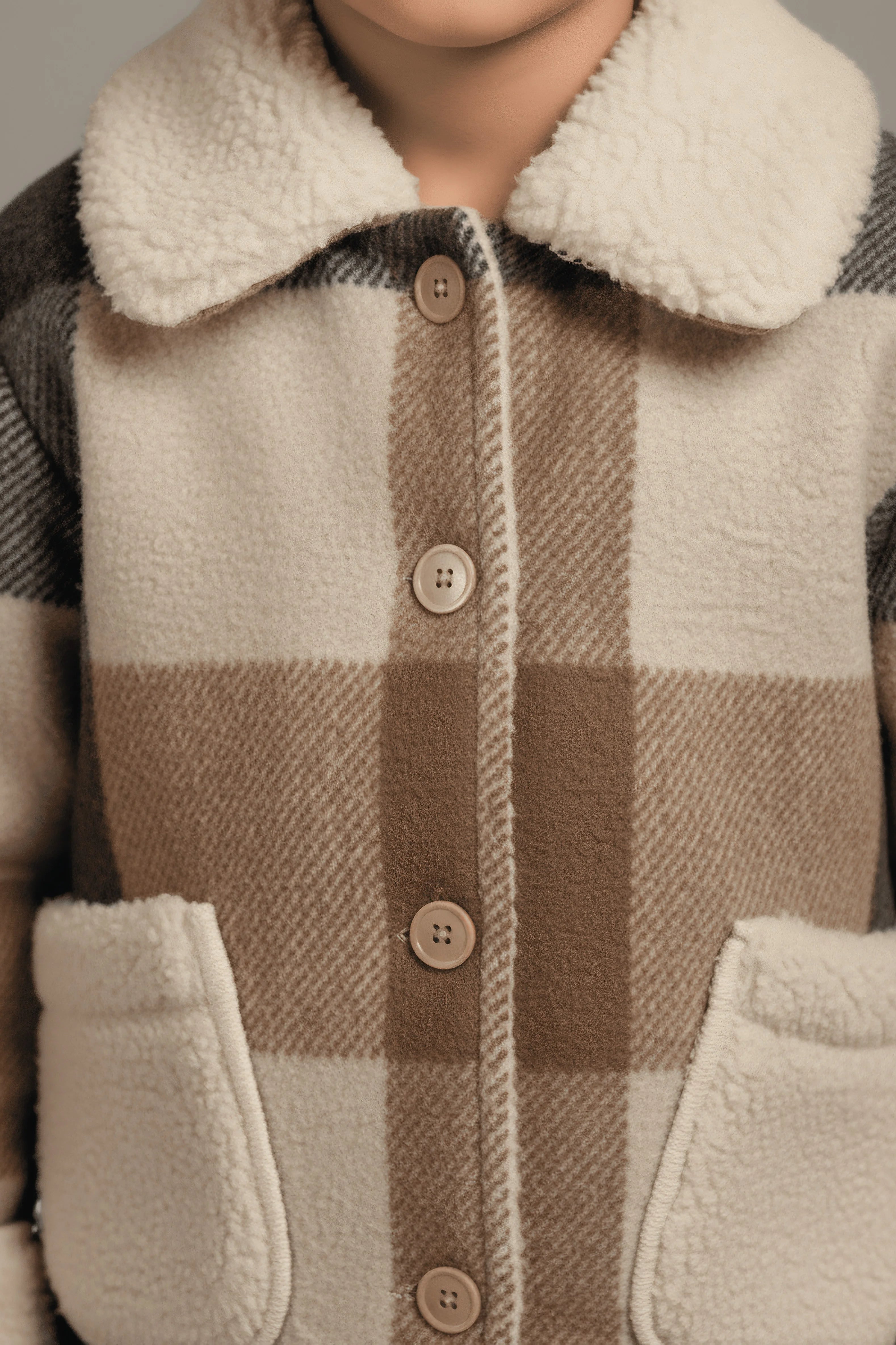 Plaid Sherpa Collar Jacket