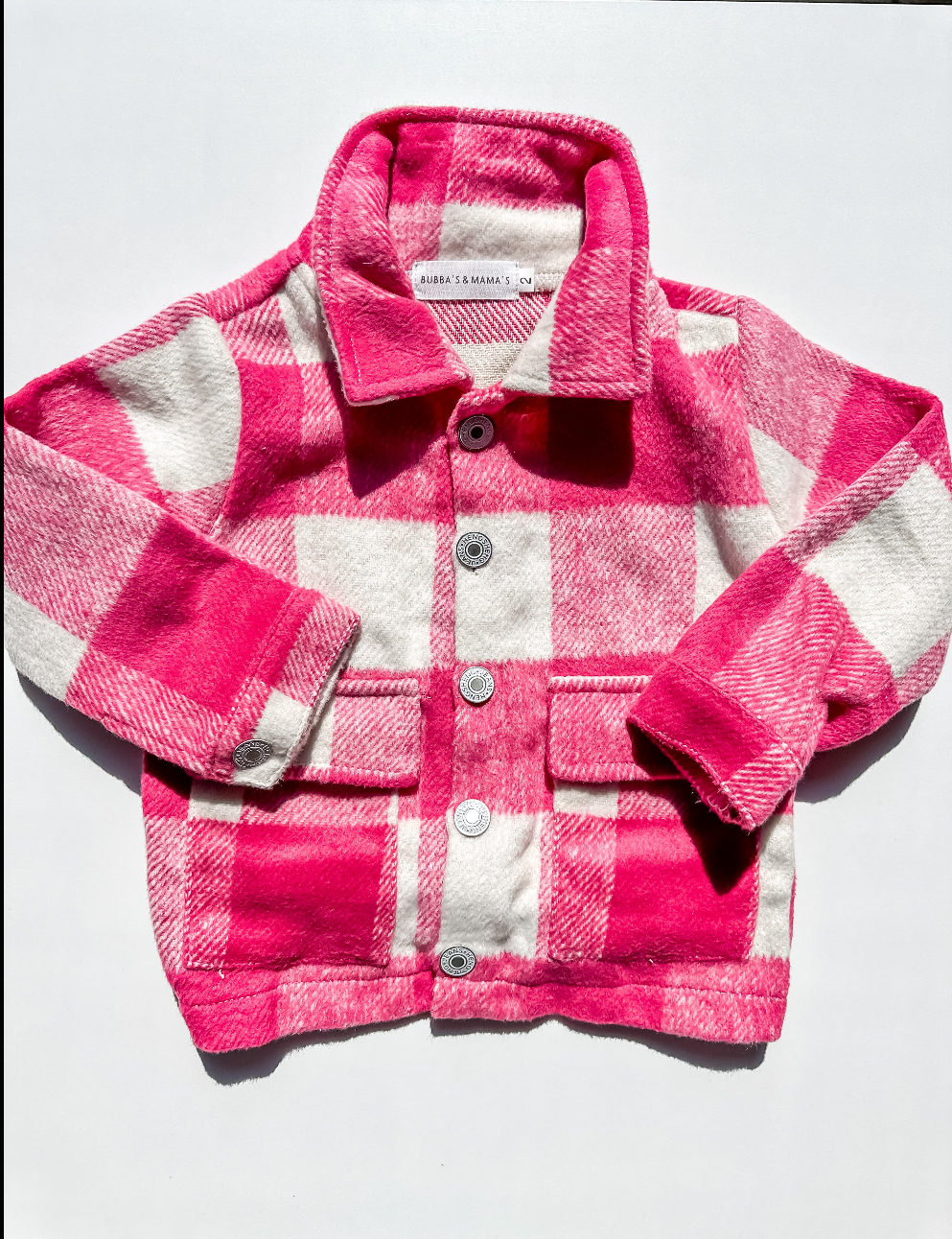 Pink Plaid Button-Up Shacket - Bubba's & Mama's