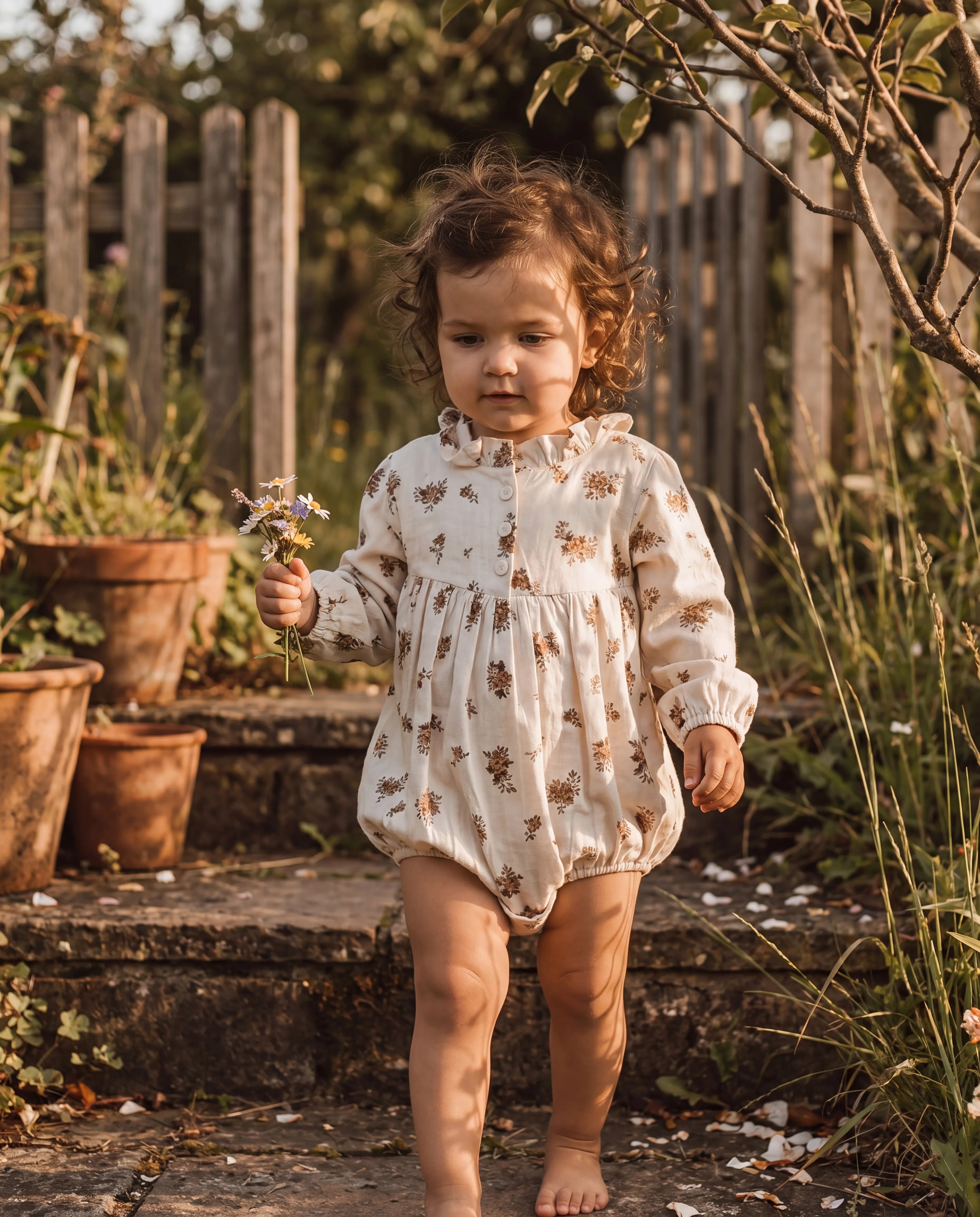 Vintage Bloom Ruffle Romper