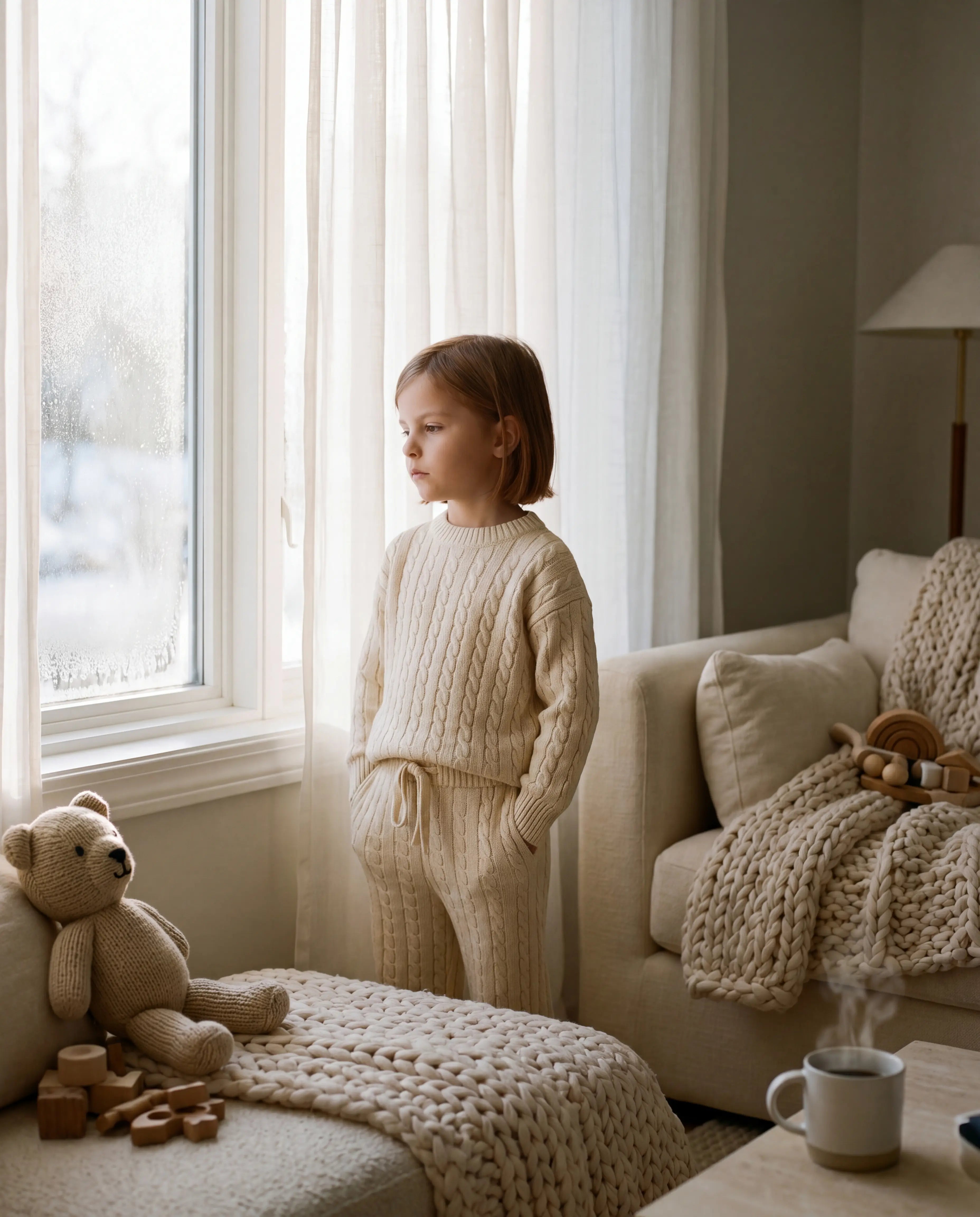 Winter Cream Cable Knit Sweater Set