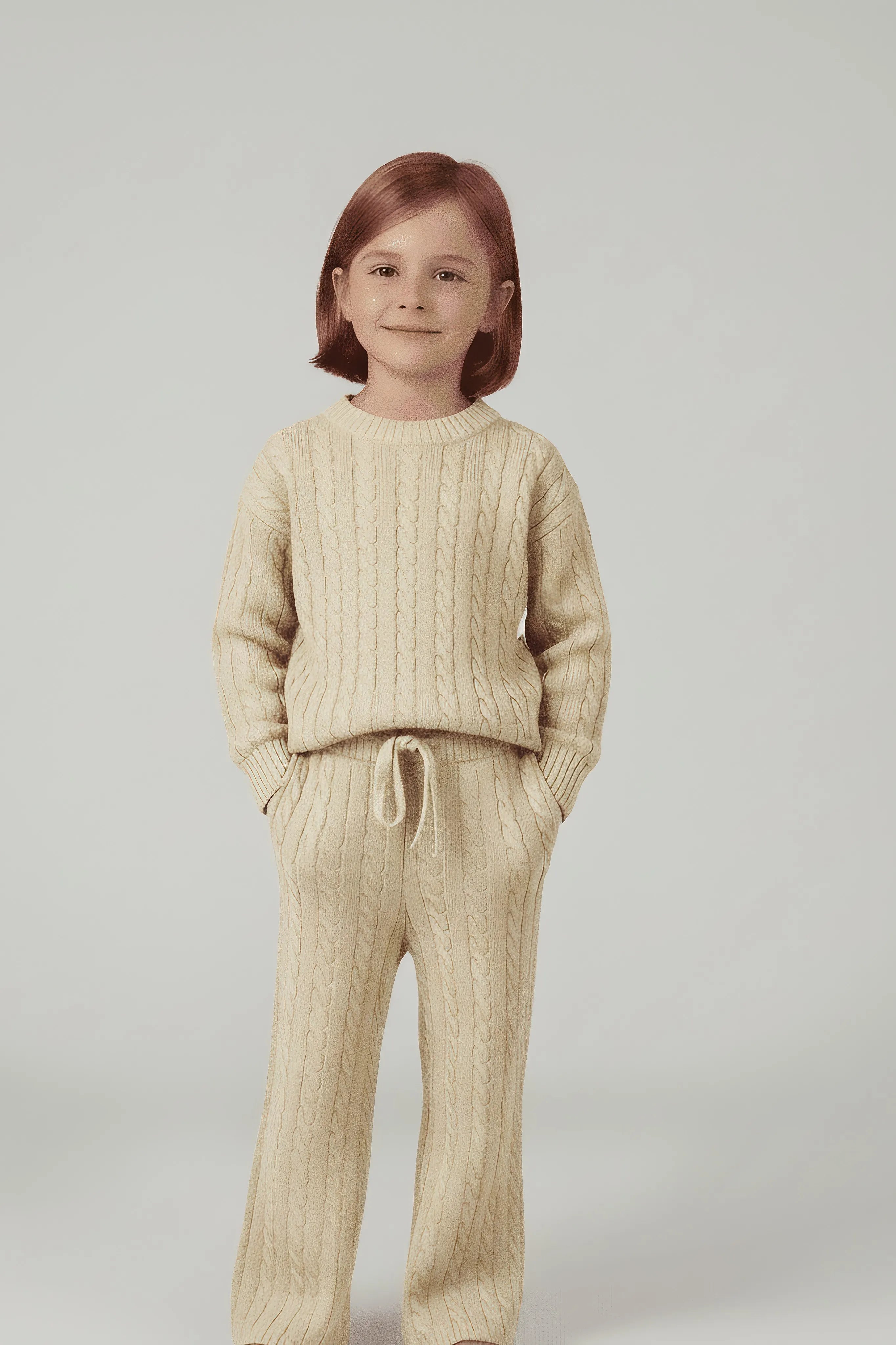 Winter Cream Cable Knit Sweater Set