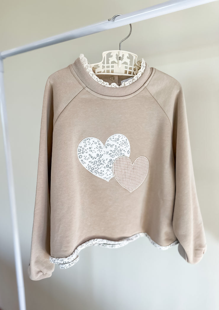 Frill Collar Heart Sweater