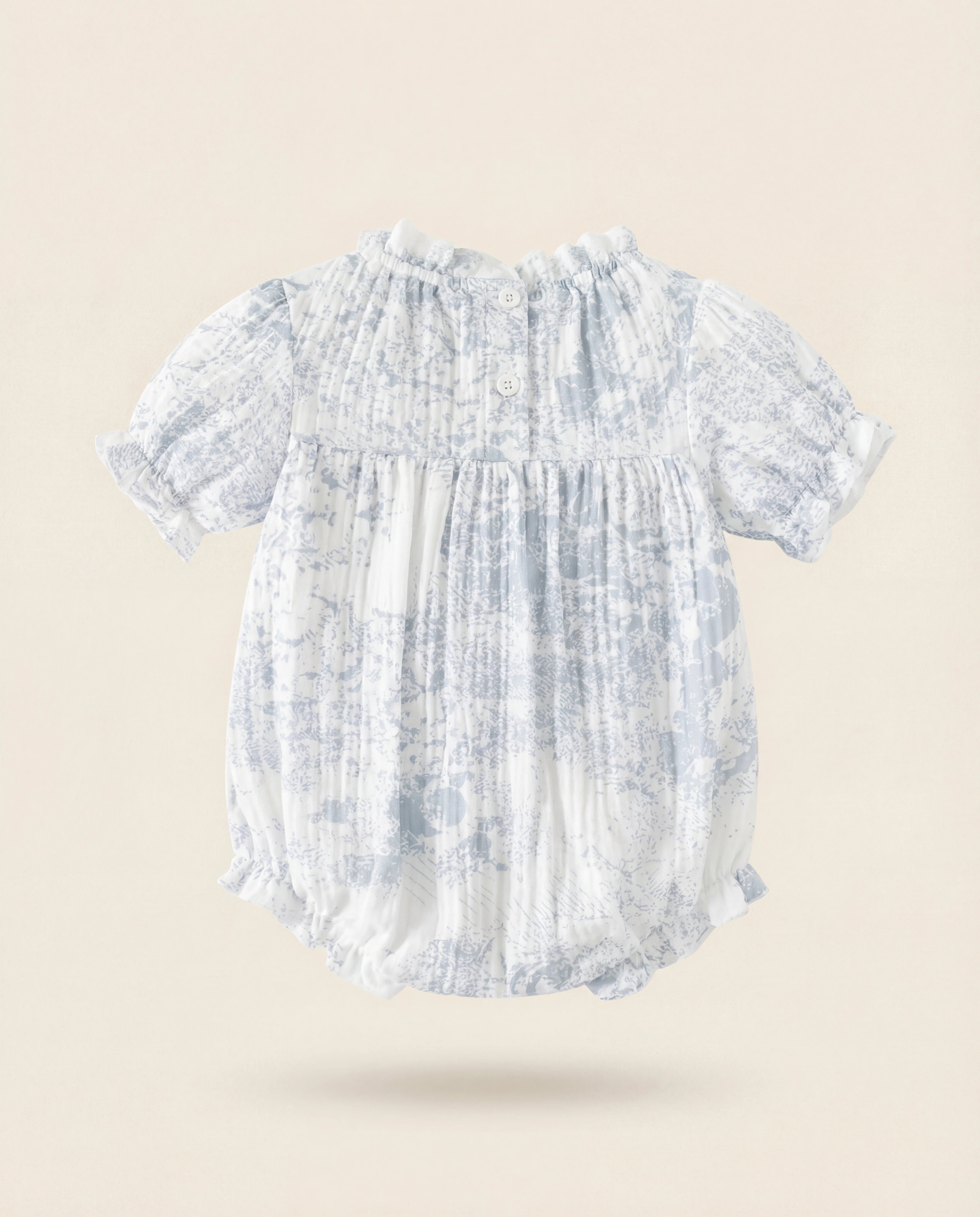 Blue Whisper Toile Bubble Romper