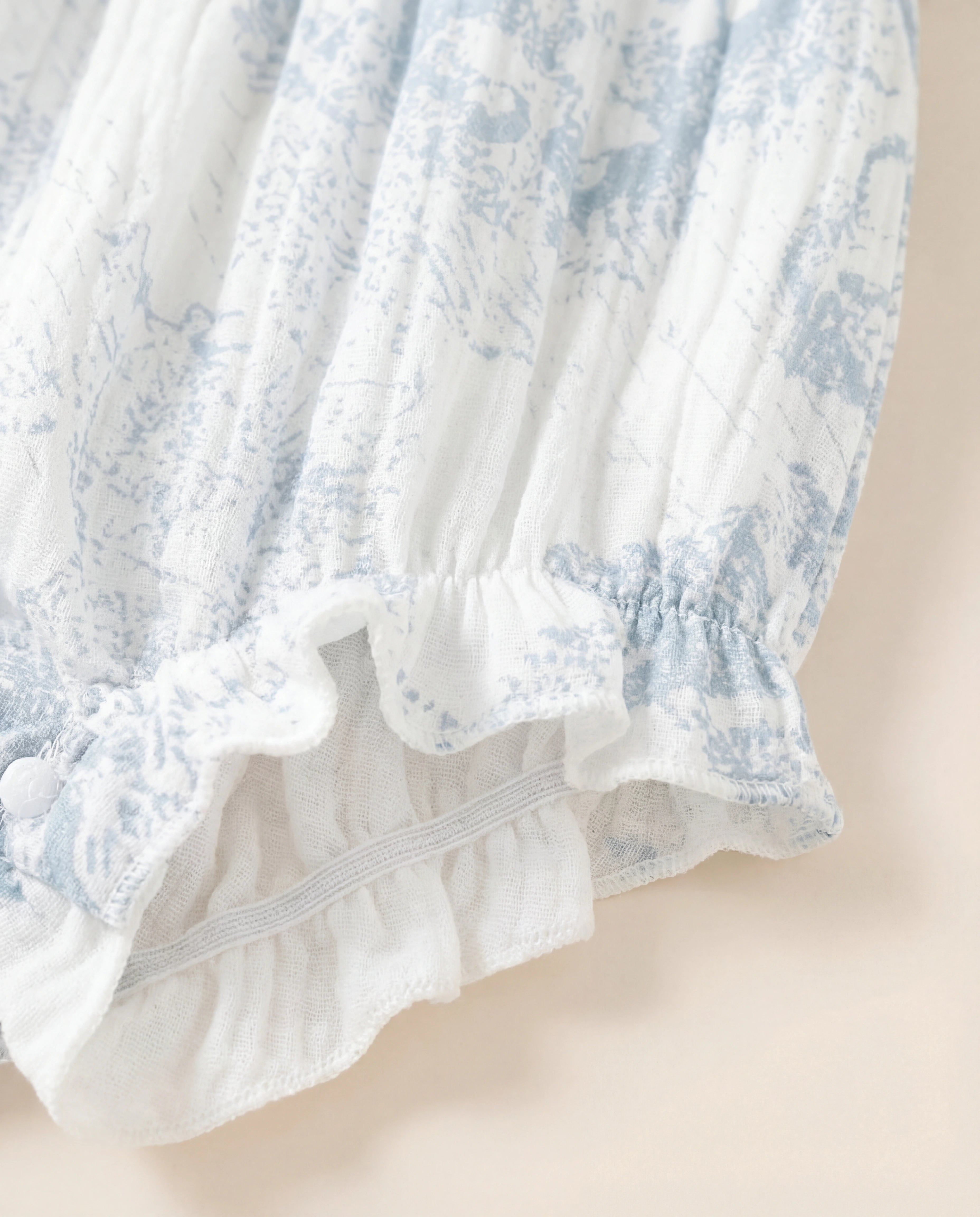 Blue Whisper Toile Bubble Romper
