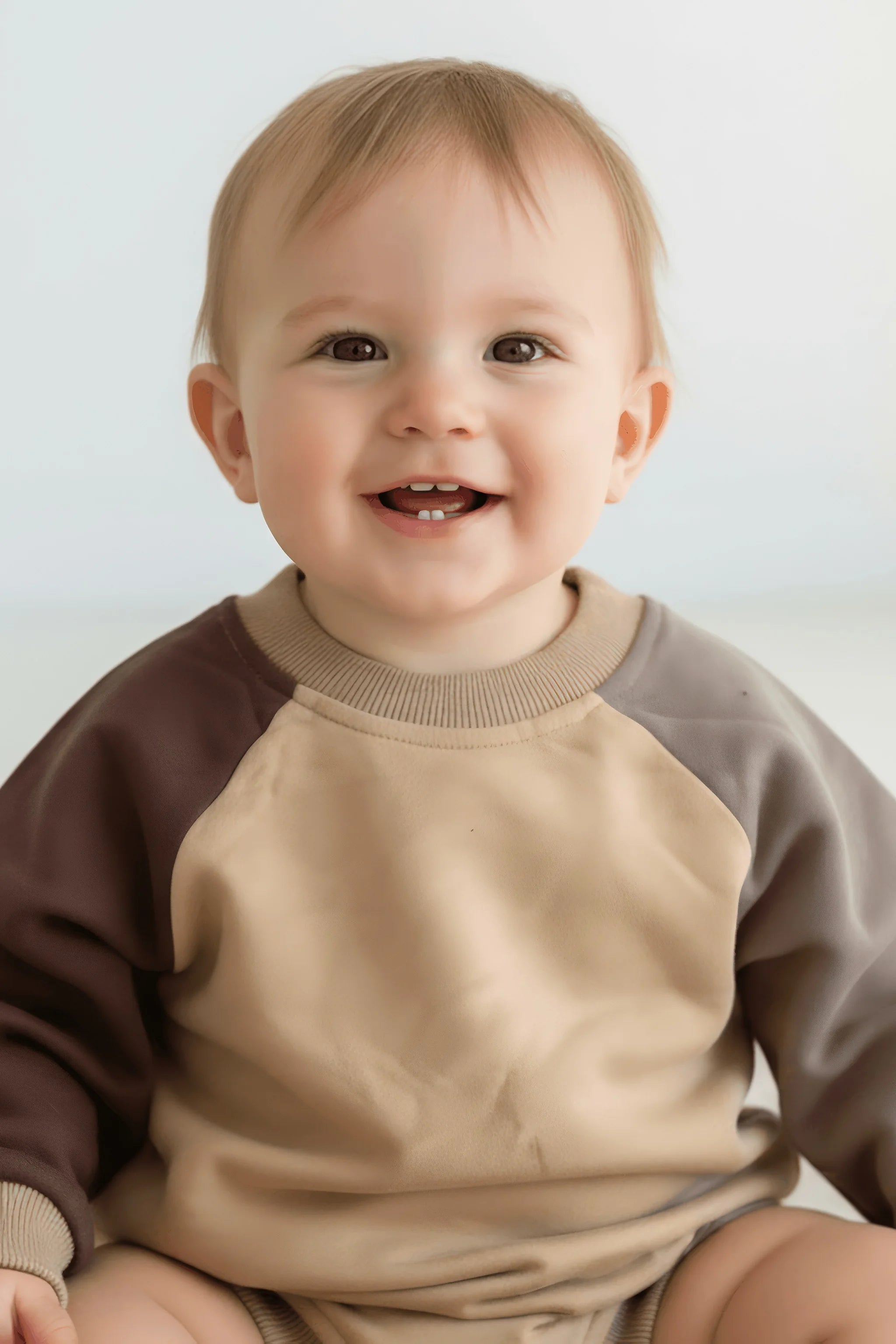 Brown & Beige Colorblock Baby Bodysuit
