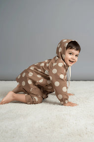 Brown Polka Dot Hooded Windbreaker