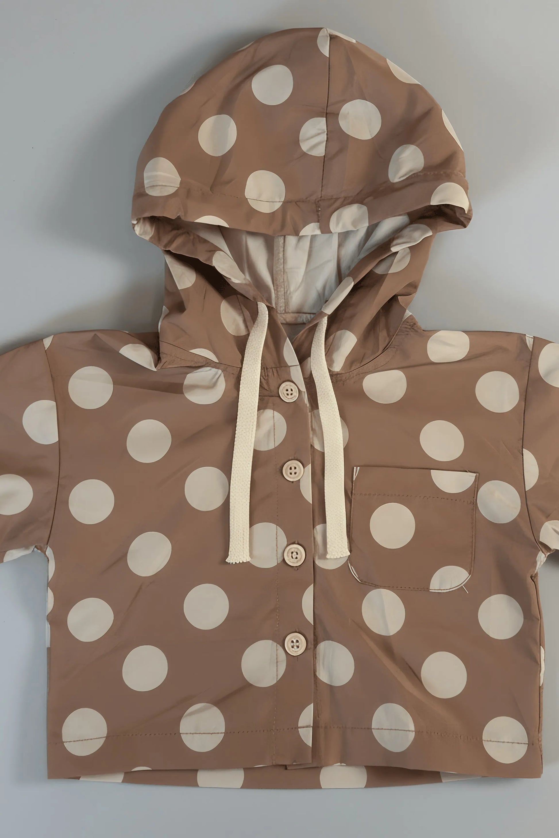 Brown Polka Dot Hooded Windbreaker