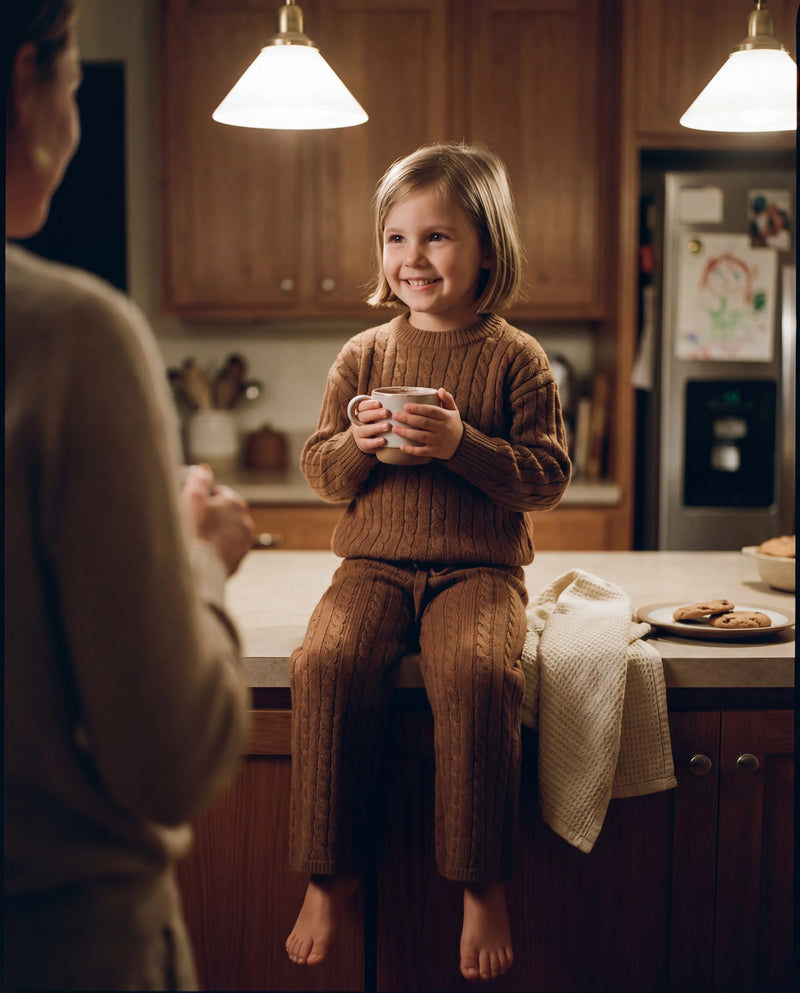 Cozy Chestnut Cable Knit Sweater Set