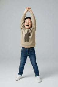 Cozy Taupe Bear Graphic Sweatshirt