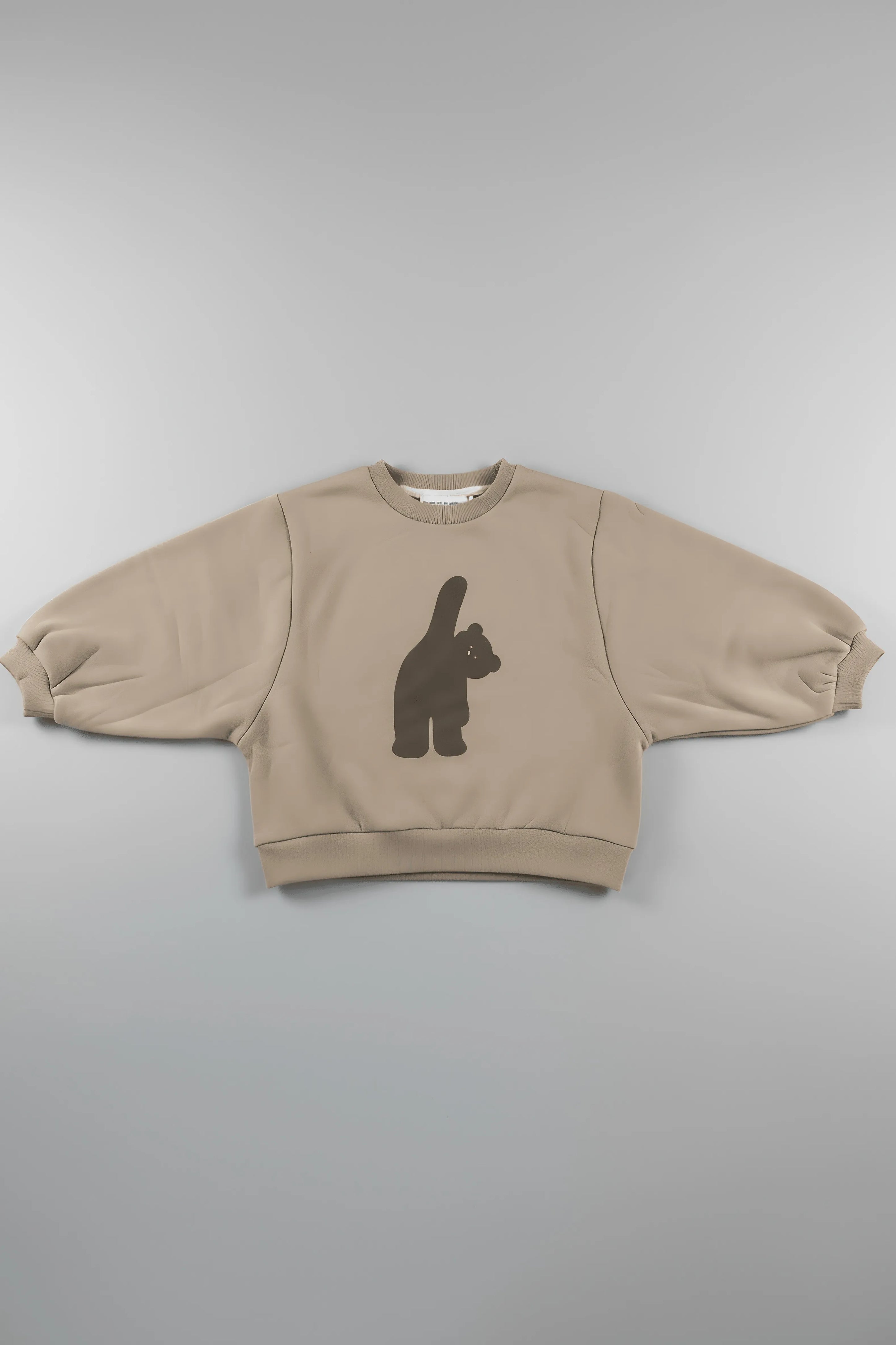 Beige Bubba's and Mama's sweatshirt with a black bear graphic on a gray background