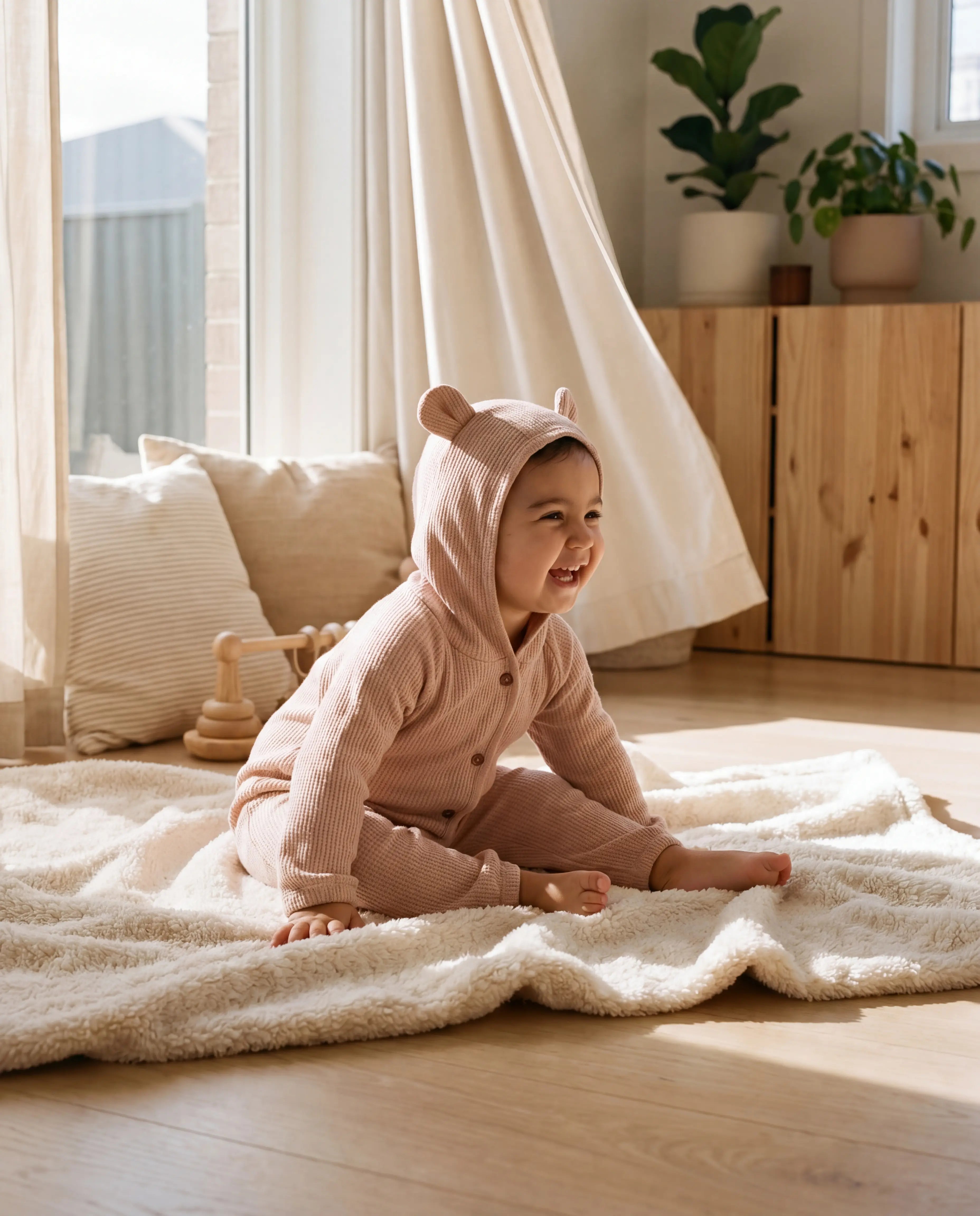 Blush Bear Hooded Romper – Pink