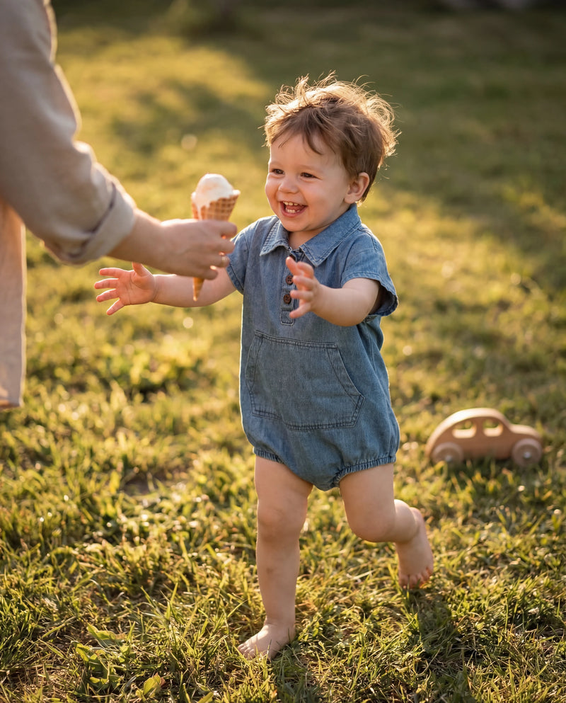 Little Explorer Denim Pocket Romper