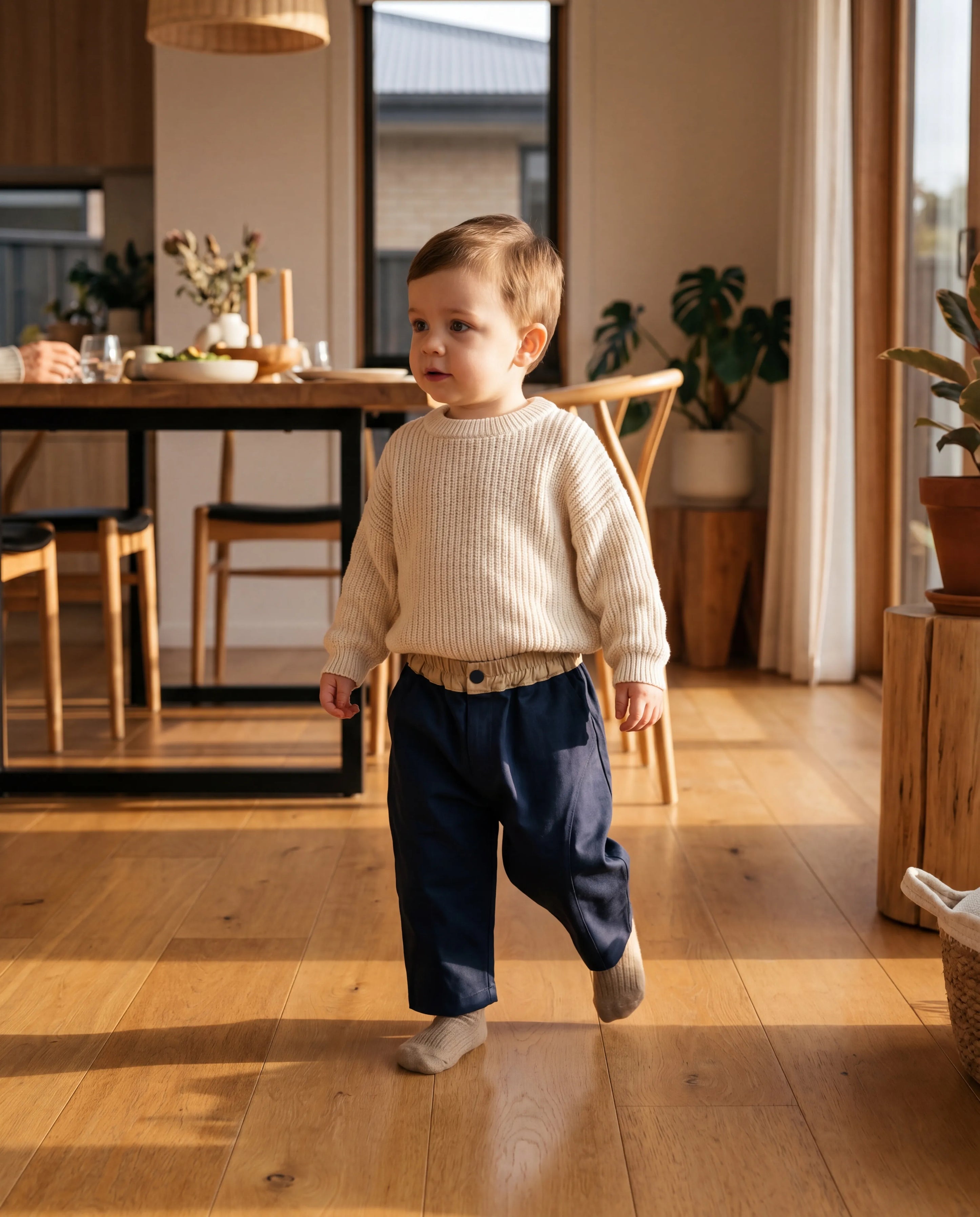 Navy Blue Casual Kids Pants