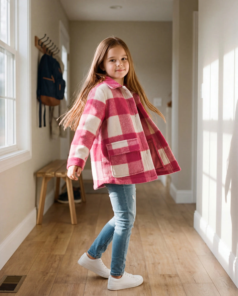 Pink Plaid Button-Up Shacket