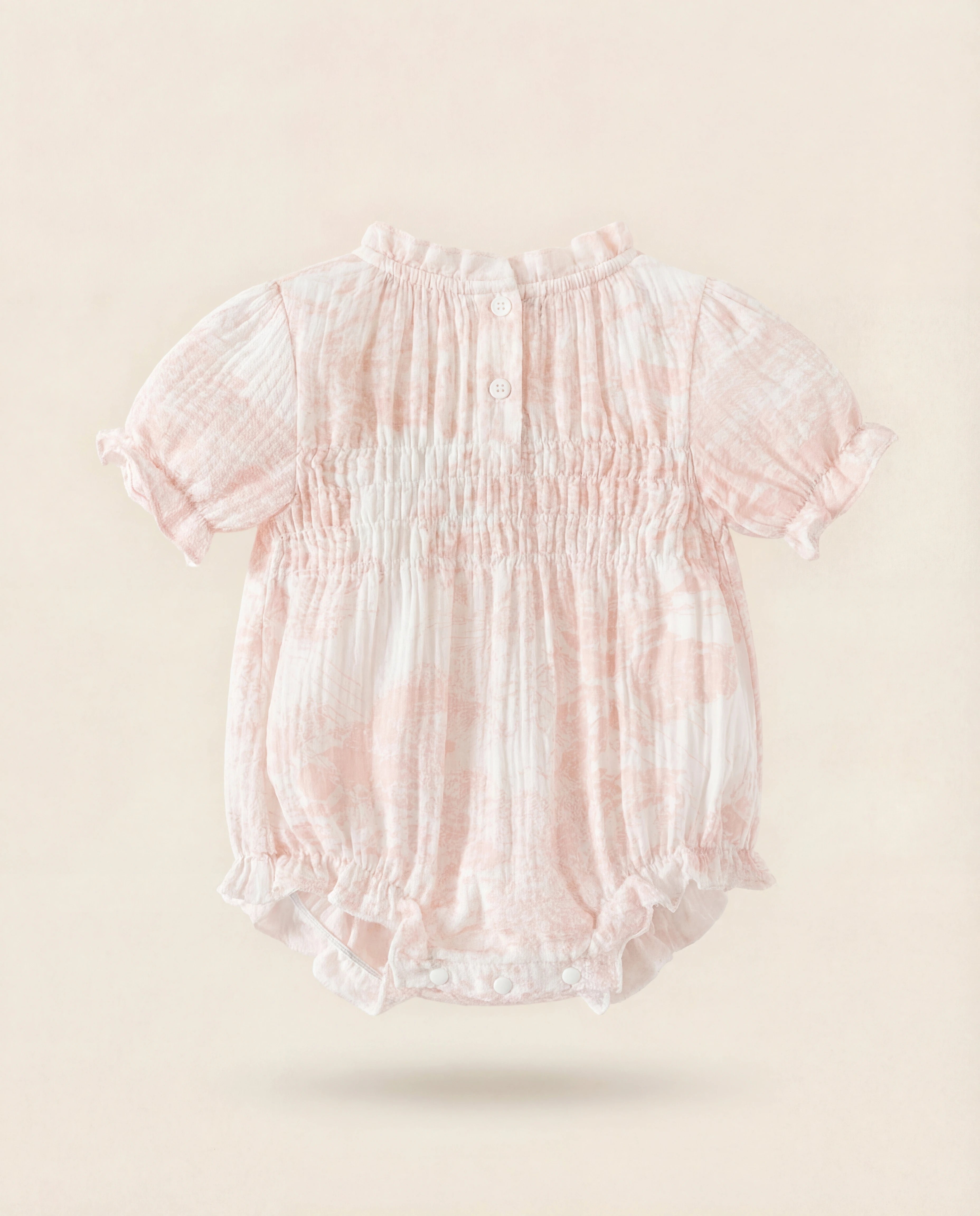 Pink Whisper Toile Bubble Romper