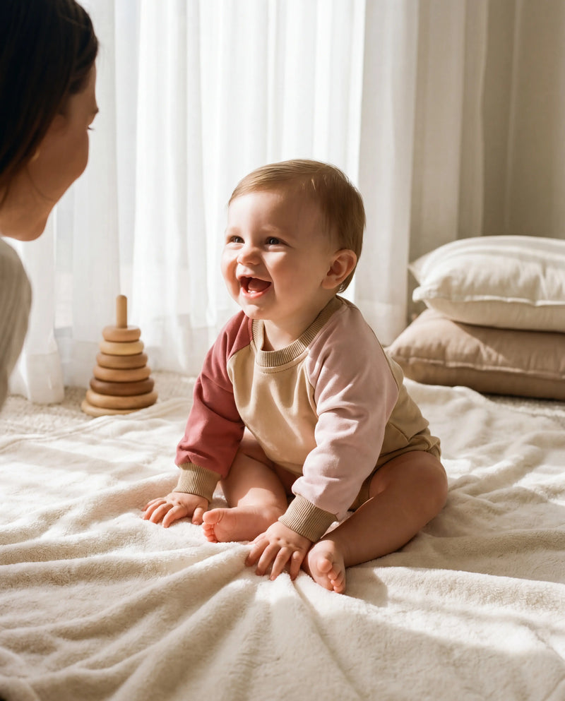 Pink & Beige Colorblock Baby Bodysuit