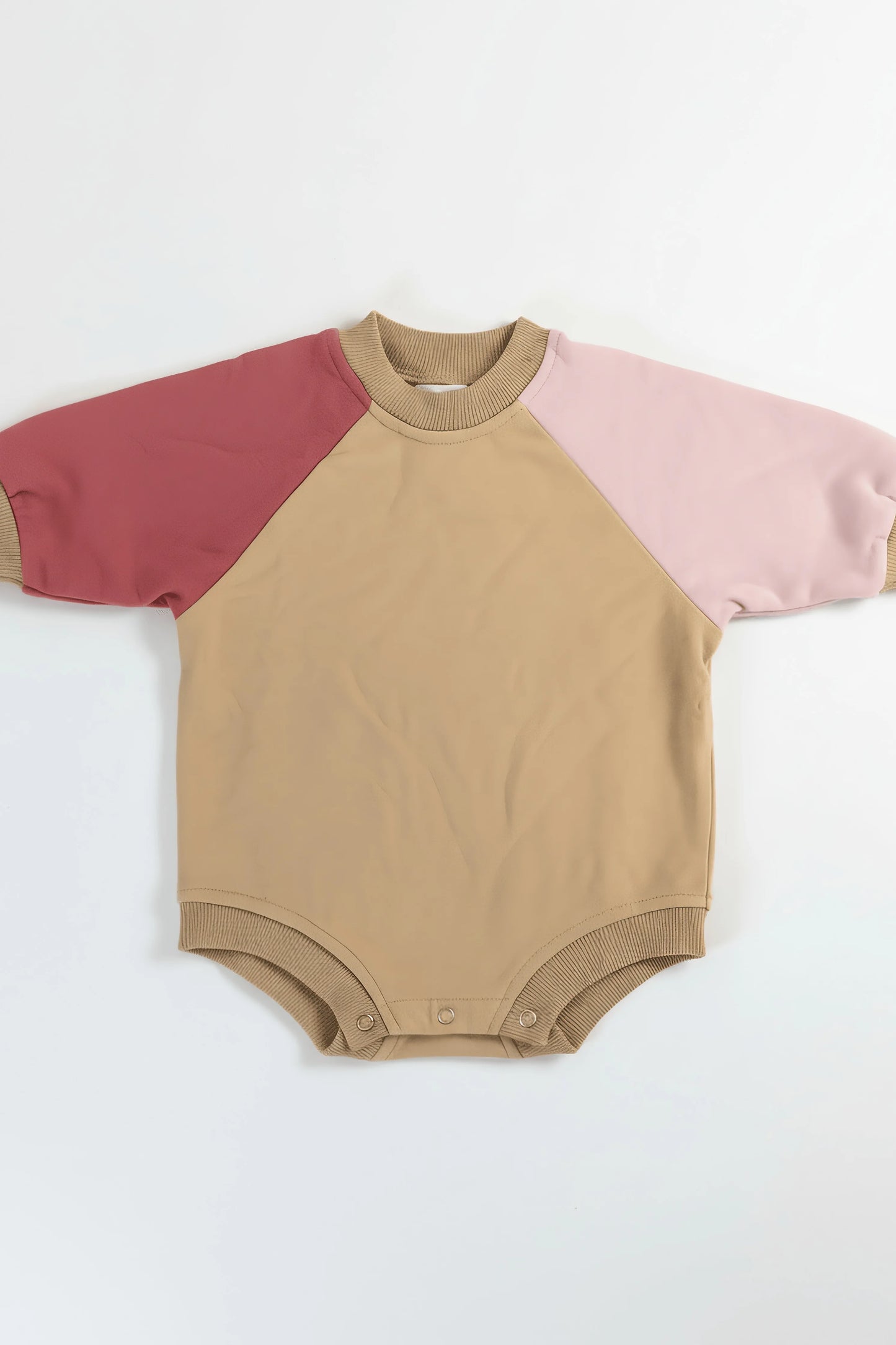 Pink & Beige Colorblock Baby Bodysuit