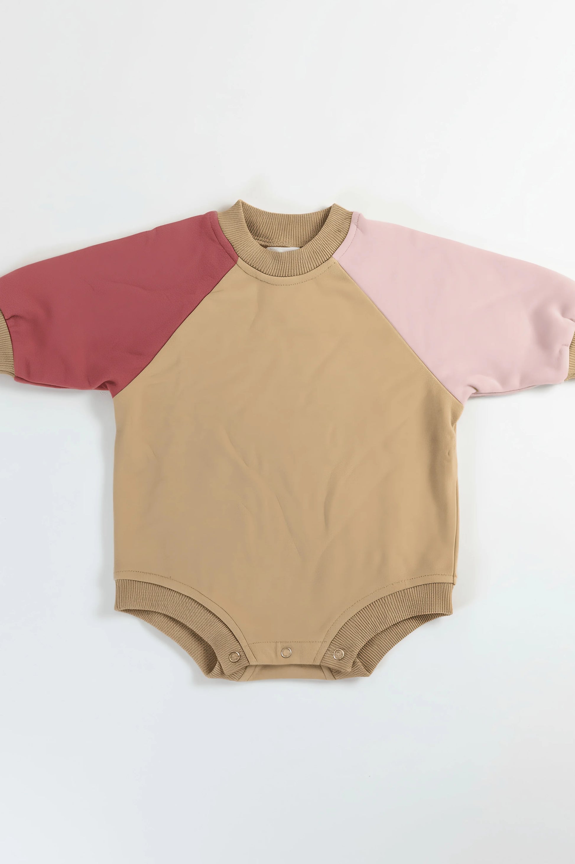Pink & Beige Colorblock Baby Bodysuit