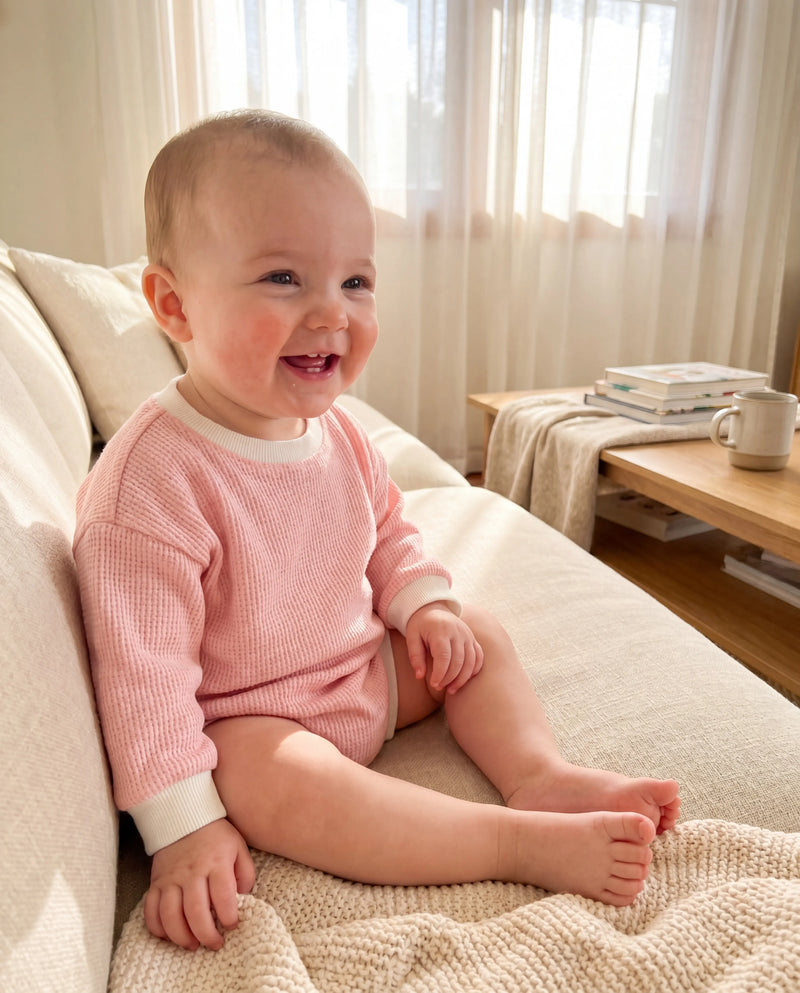 Pink Waffle Knit Romper