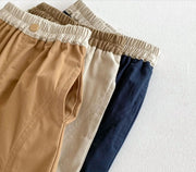 Cotton Contrast Waistband Pants