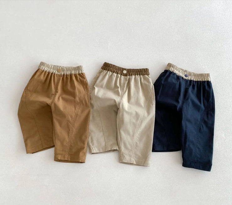 Cotton Contrast Waistband Pants