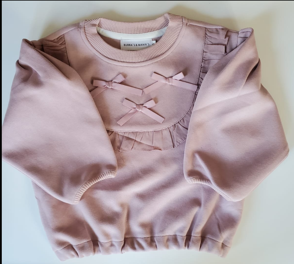 Blush Bow Ruffle Sweatshirt - Bubba's & Mama's