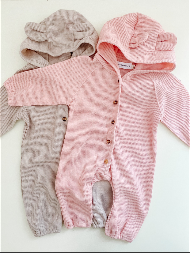 Blush Bear Hooded Romper – Pink