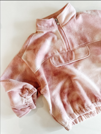 Blush Tie-Dye Fleece Pullover