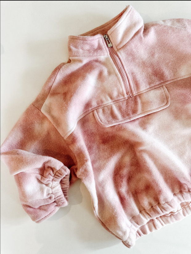 Blush Tie-Dye Fleece Pullover