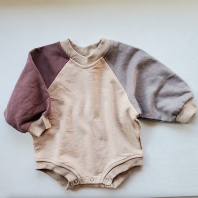 Brown & Beige Colorblock Baby Bodysuit