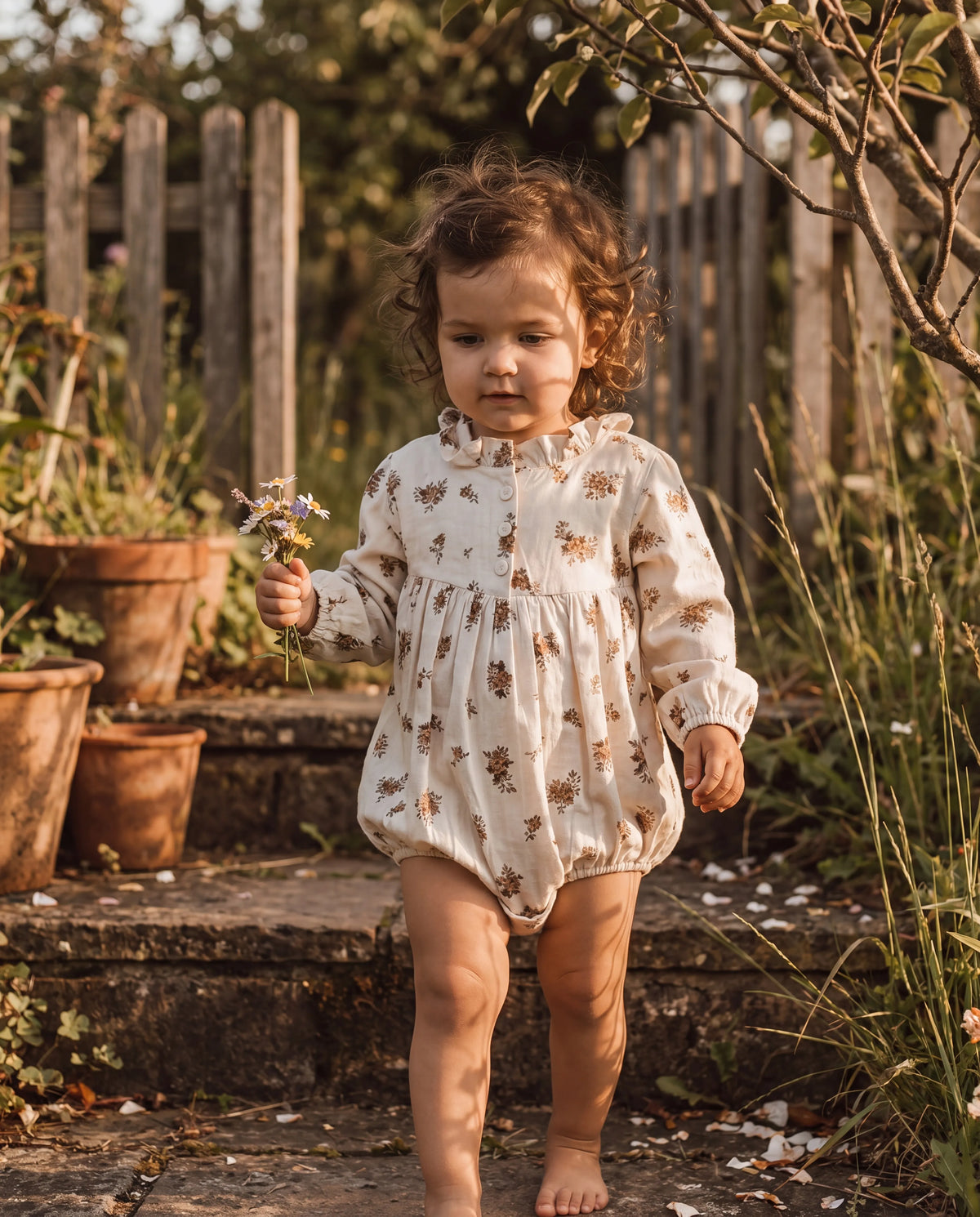 Vintage Bloom Ruffle Romper