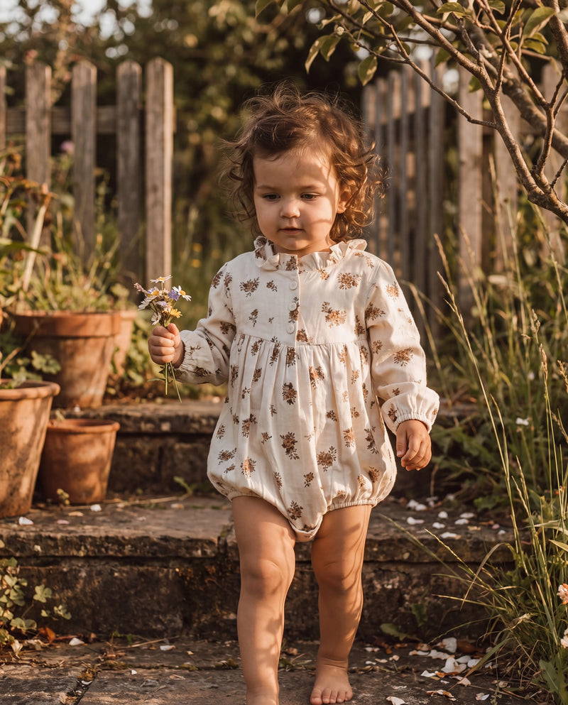 Vintage Bloom Ruffle Romper