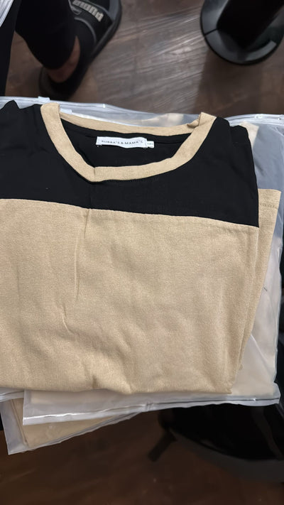 Black & Beige Colorblock Tee