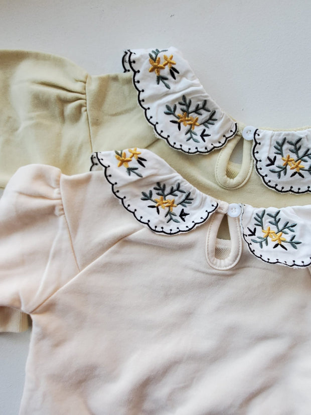 Embroidered Flower Collar Sweater set