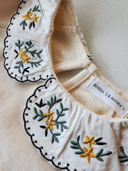 Embroidered Flower Collar Sweater set