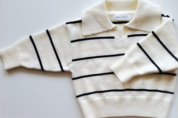 Striped Oversized Knit Collar Sweater