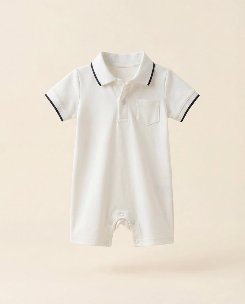 White Polo Baby Romper