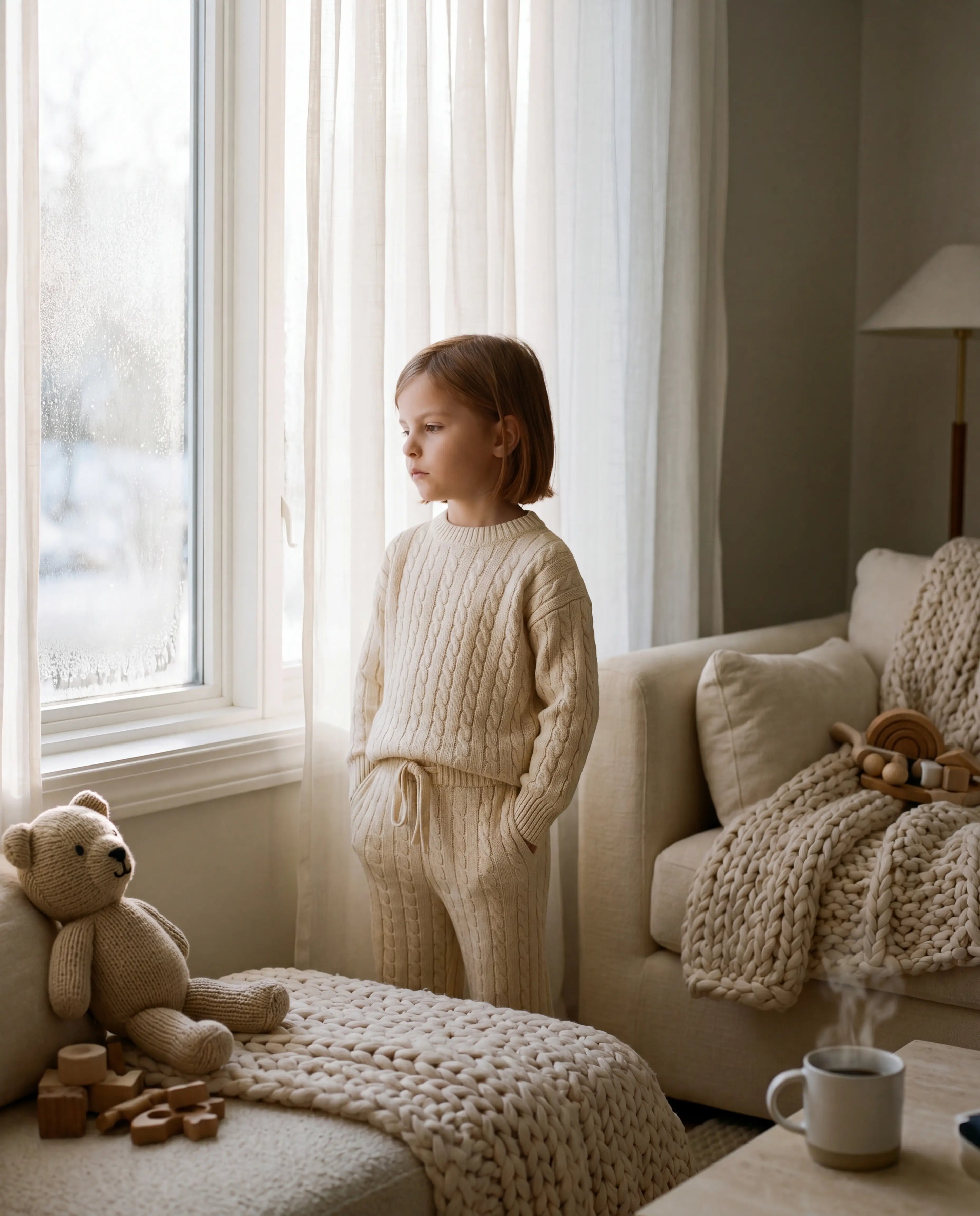 Winter Cream Cable Knit Sweater Set