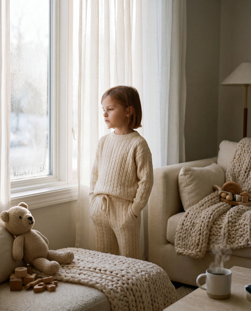 Winter Cream Cable Knit Sweater Set