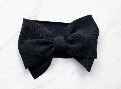 Classic Black Textured Bow Headband